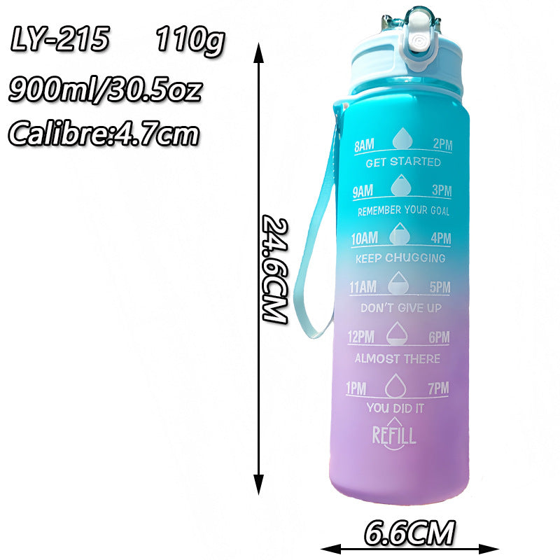 Damen Motivierende Wasserflasche mit integrierten Zeitmarkierungen Brehn