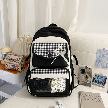 Stylischer Gingham-Muster-Schulranzen
