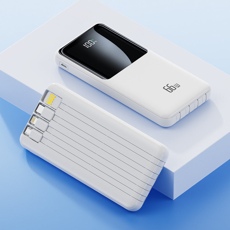 Tragbare Powerbank mit integrierten Ladekabeln und LED-Batteriestatusanzeige Brehn