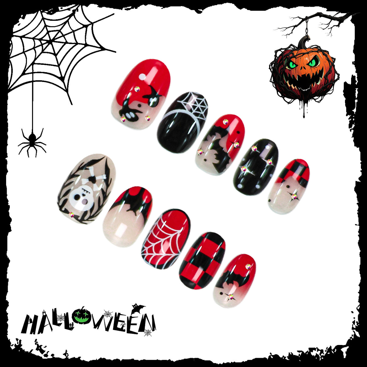 Halloween Kunstnagelset für kreative Nagelgestaltung Brehn