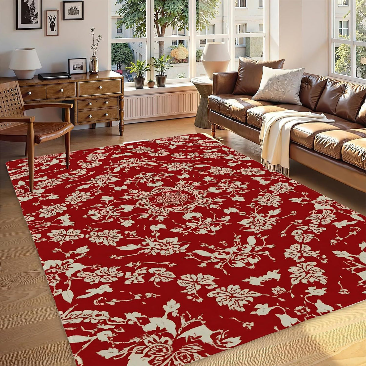 Abstract Leaf Print Teppich