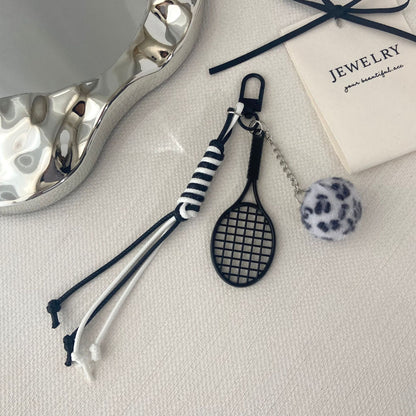 Tennisracket und Pelzball Schlüsselanhänger Brehn