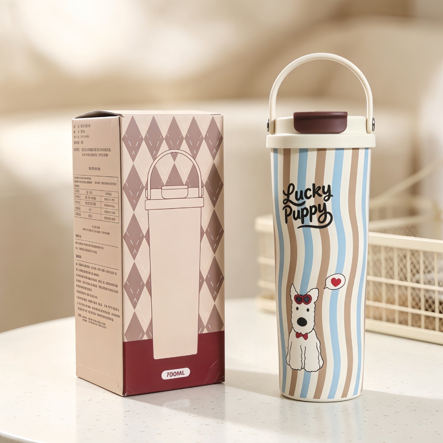 Damen Isolierflasche mit hochwertigem Blumenmotiv Brehn