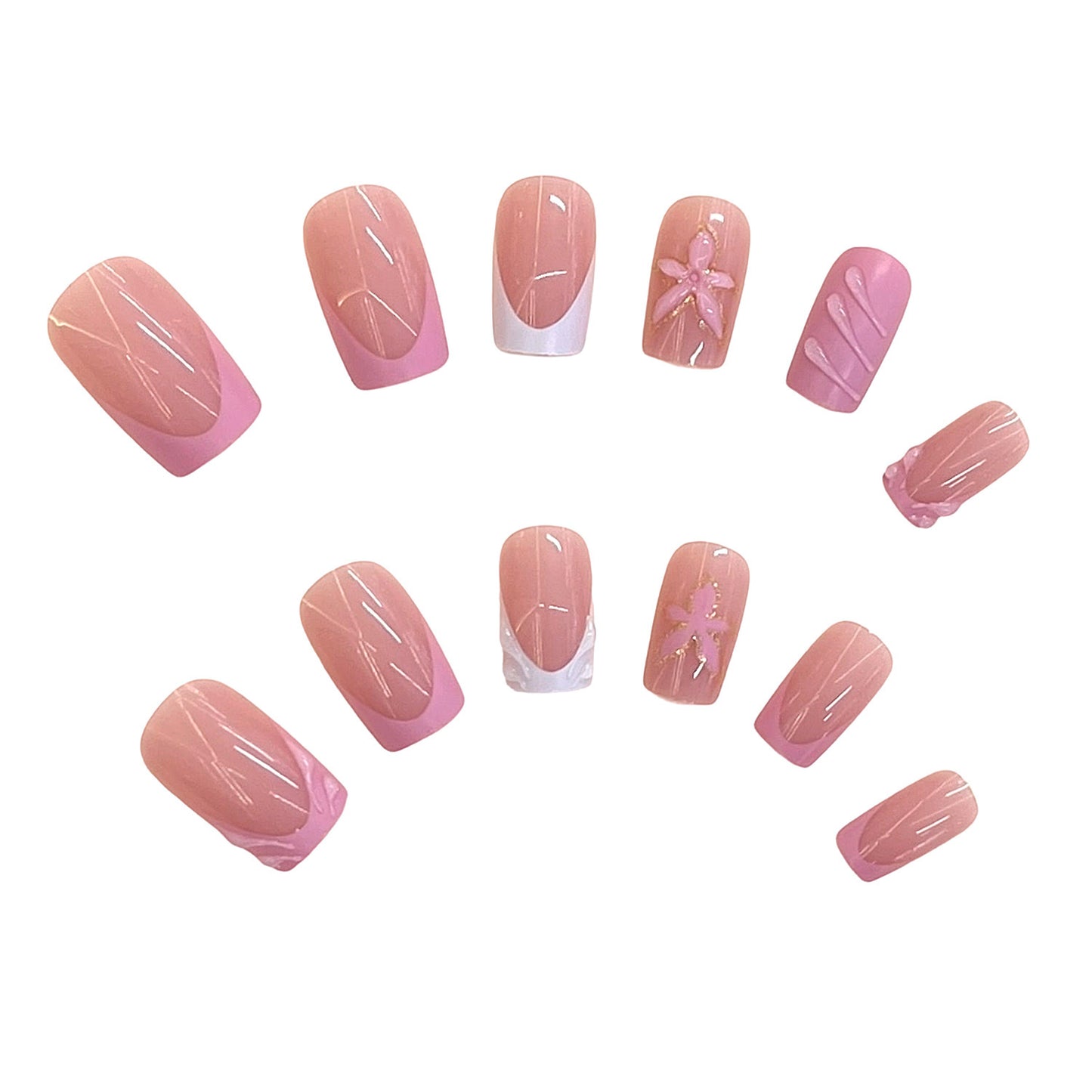 Elegantes Blumendesign Press-On-Nagelset Brehn