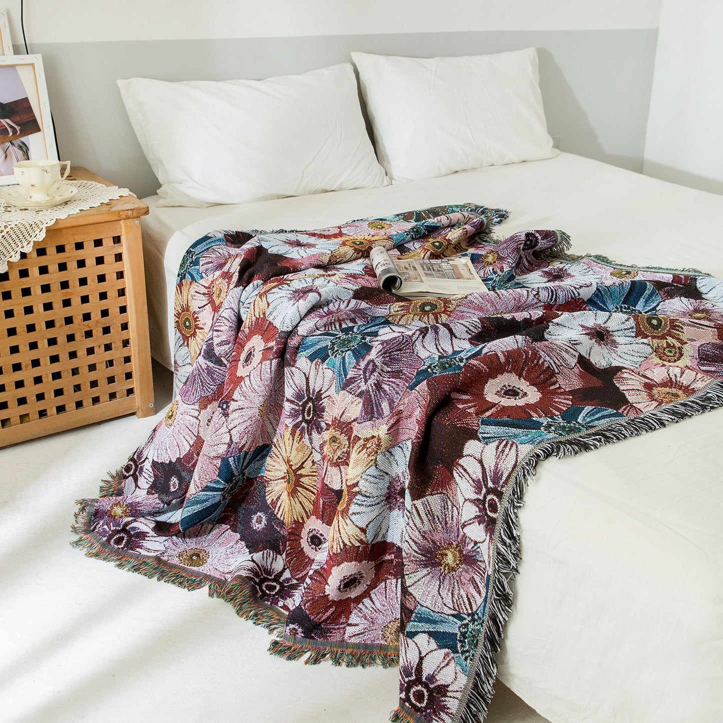Florale Woven Werfen Decke