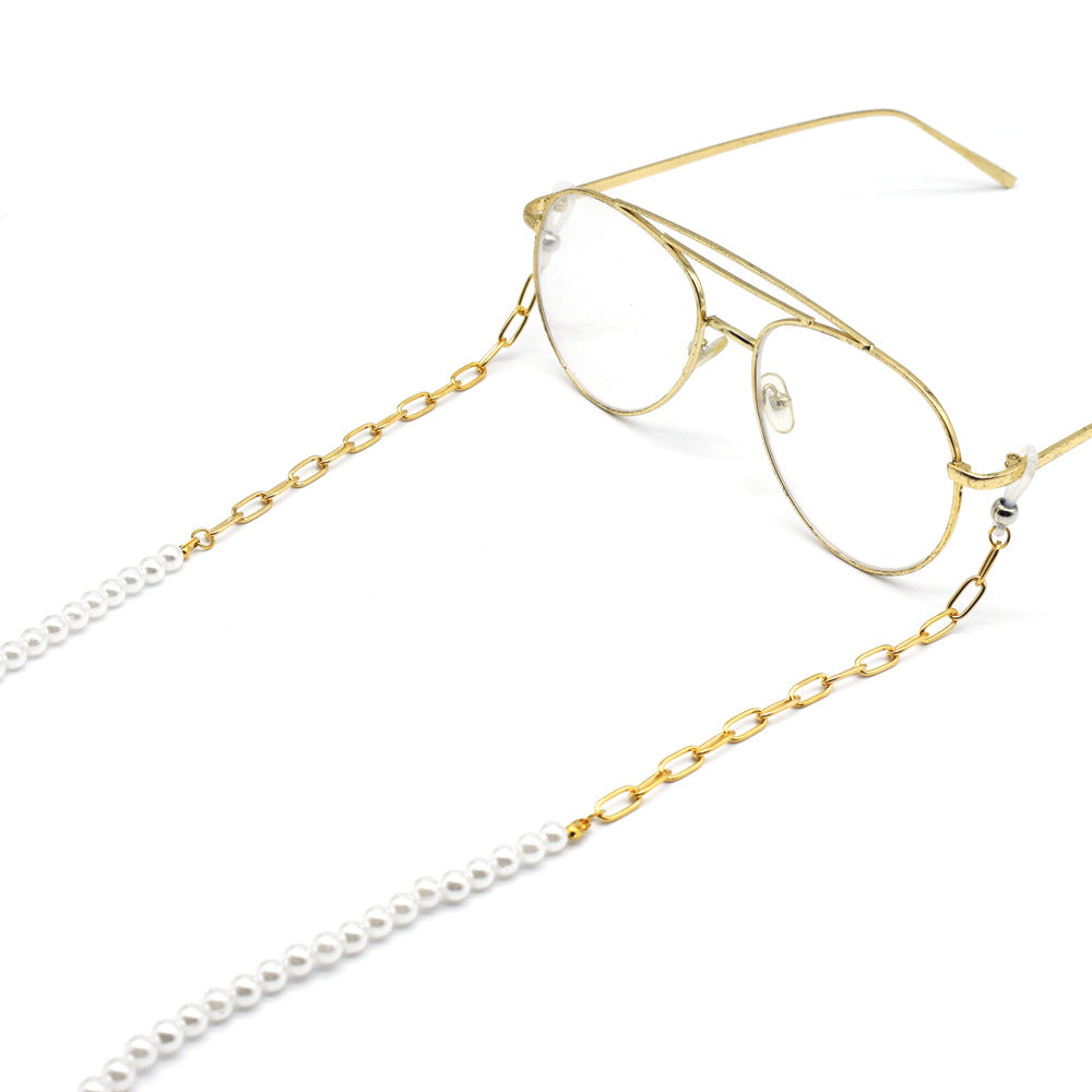 Eleganter Perlen- und Goldkette Brillenhalter Brehn