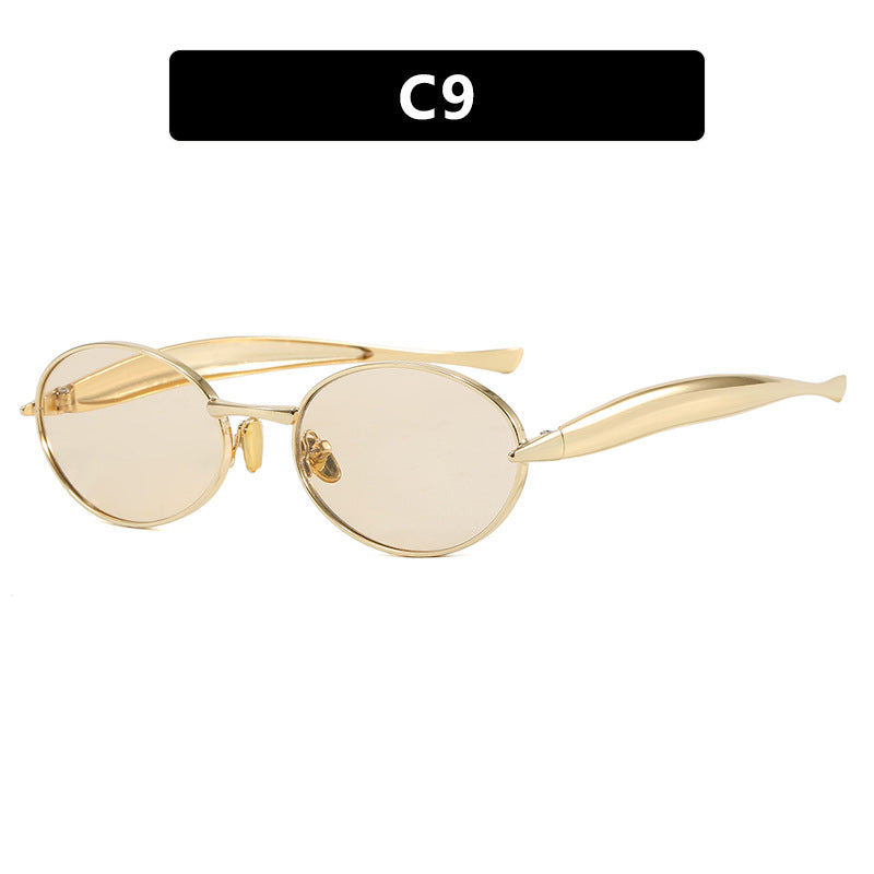 Damen modische Sonnenbrille mit ovalem Rahmen und funkelnden Details Brehn