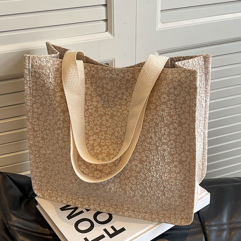 Blumenmuster-Leinen-Tote-Bag