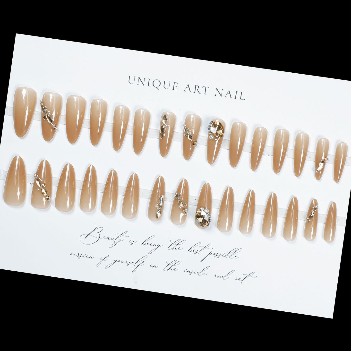 Glamouröser Kristall-beschmückter Press-On Nail Set Brehn
