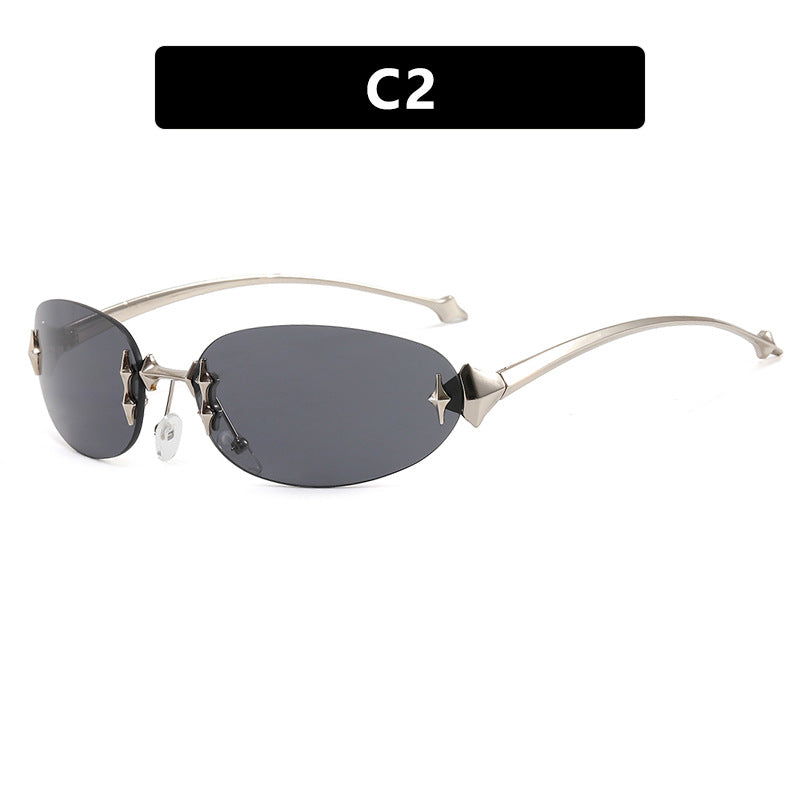 Damen modische Sonnenbrille im futuristischen Design mit verspiegeltem Rahmen Brehn
