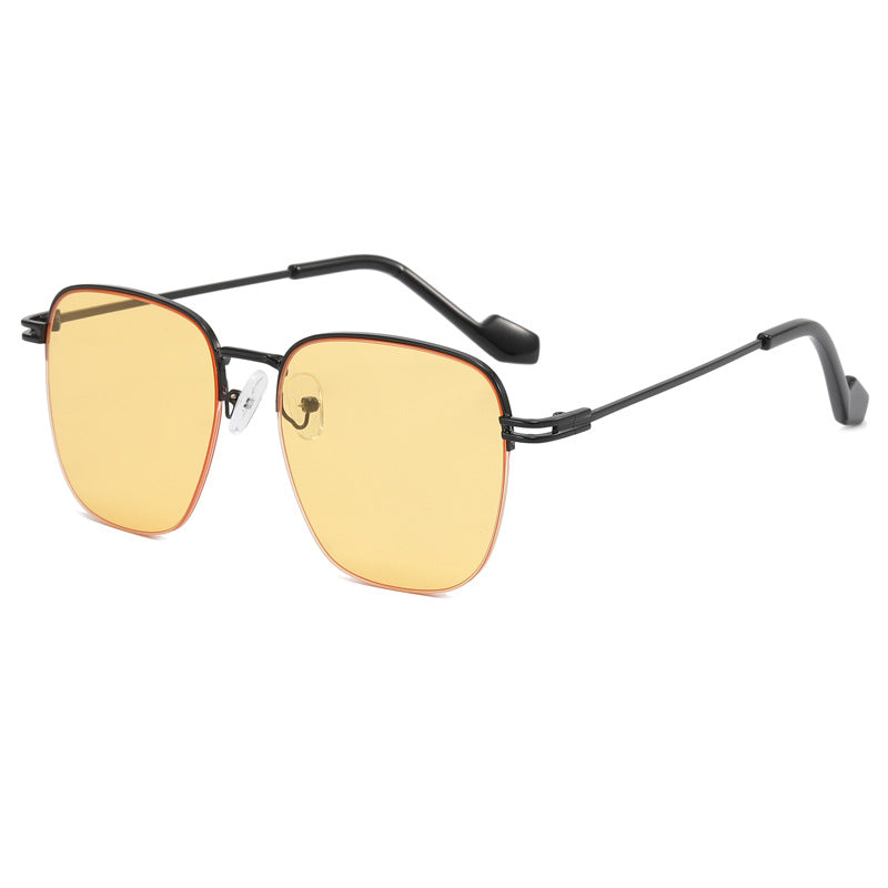 Damen Designer-Brille mit quadratischem Rahmen und glänzender Metallstruktur Brehn