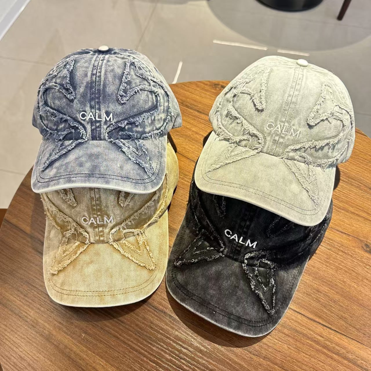 Unisex Distressed Denim Bestickte Kappe Brehn