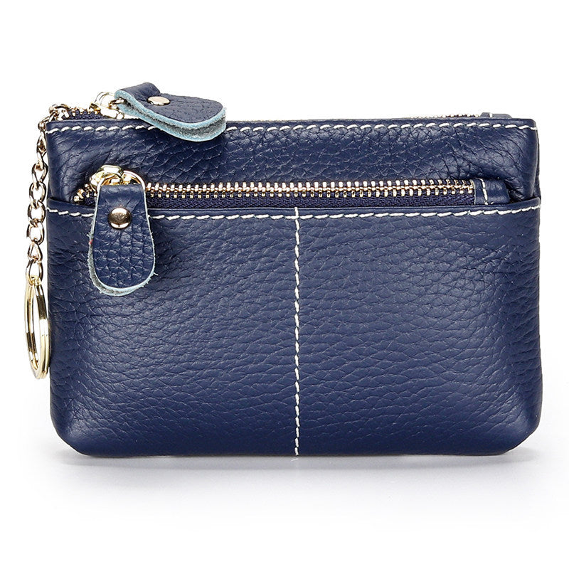 Premium Doppel-Zipper Leder Münzbeutel
