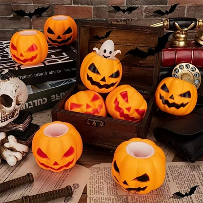 LED-Kürbis-Teelichthalter für Halloween dekorative batteriebetriebene Tischbeleuchtung aus Kunststoff