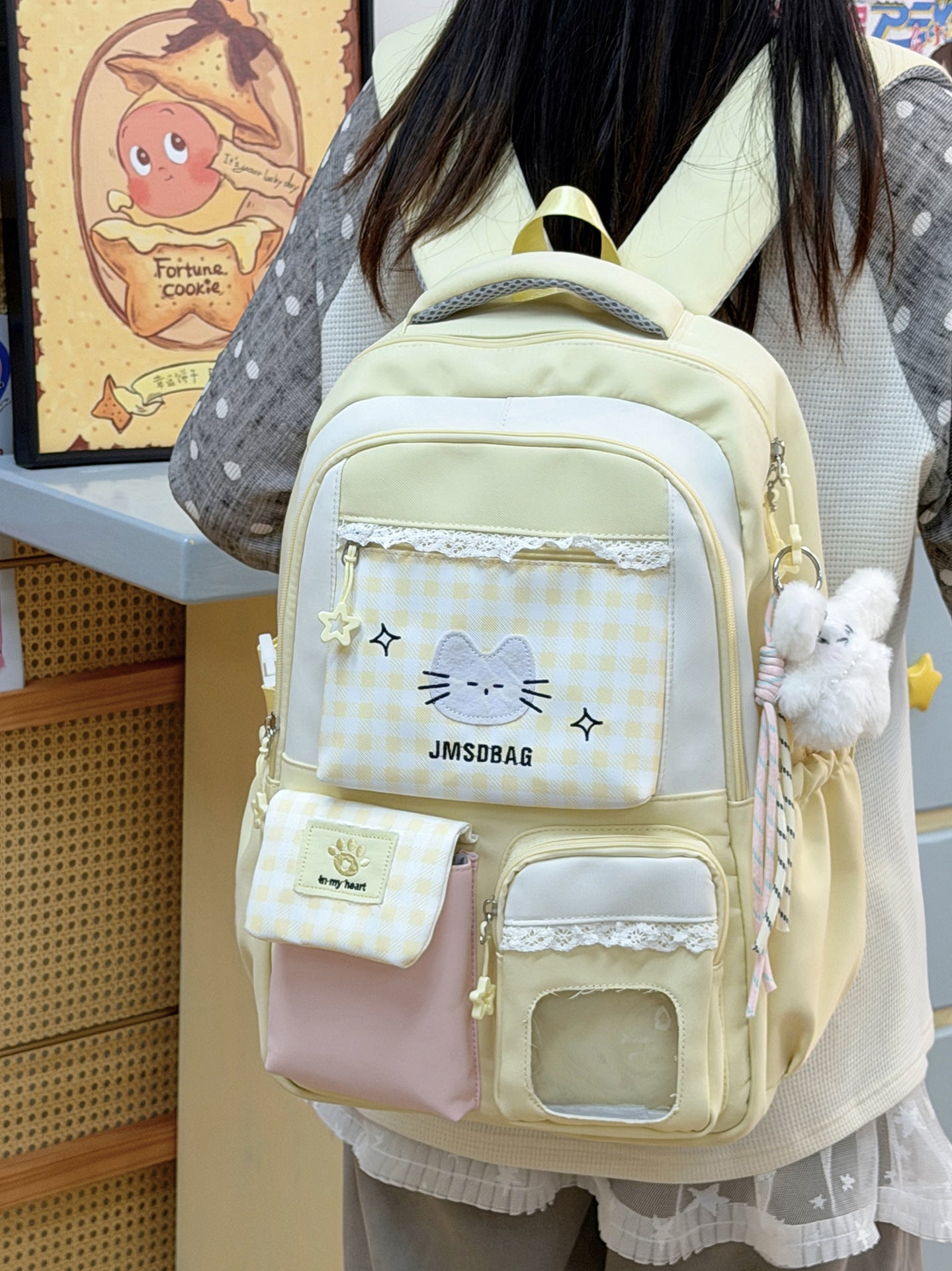 Anime-inspirierter katzenmotivierter Schulrucksack