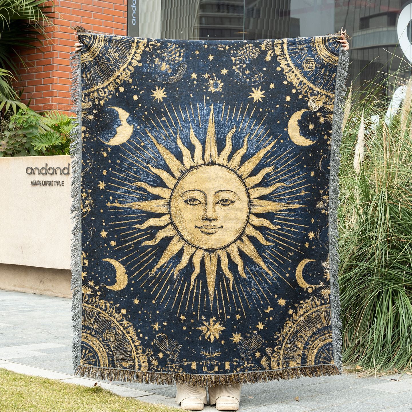 Böhmische Sonnen-Themen Wandteppich Decke