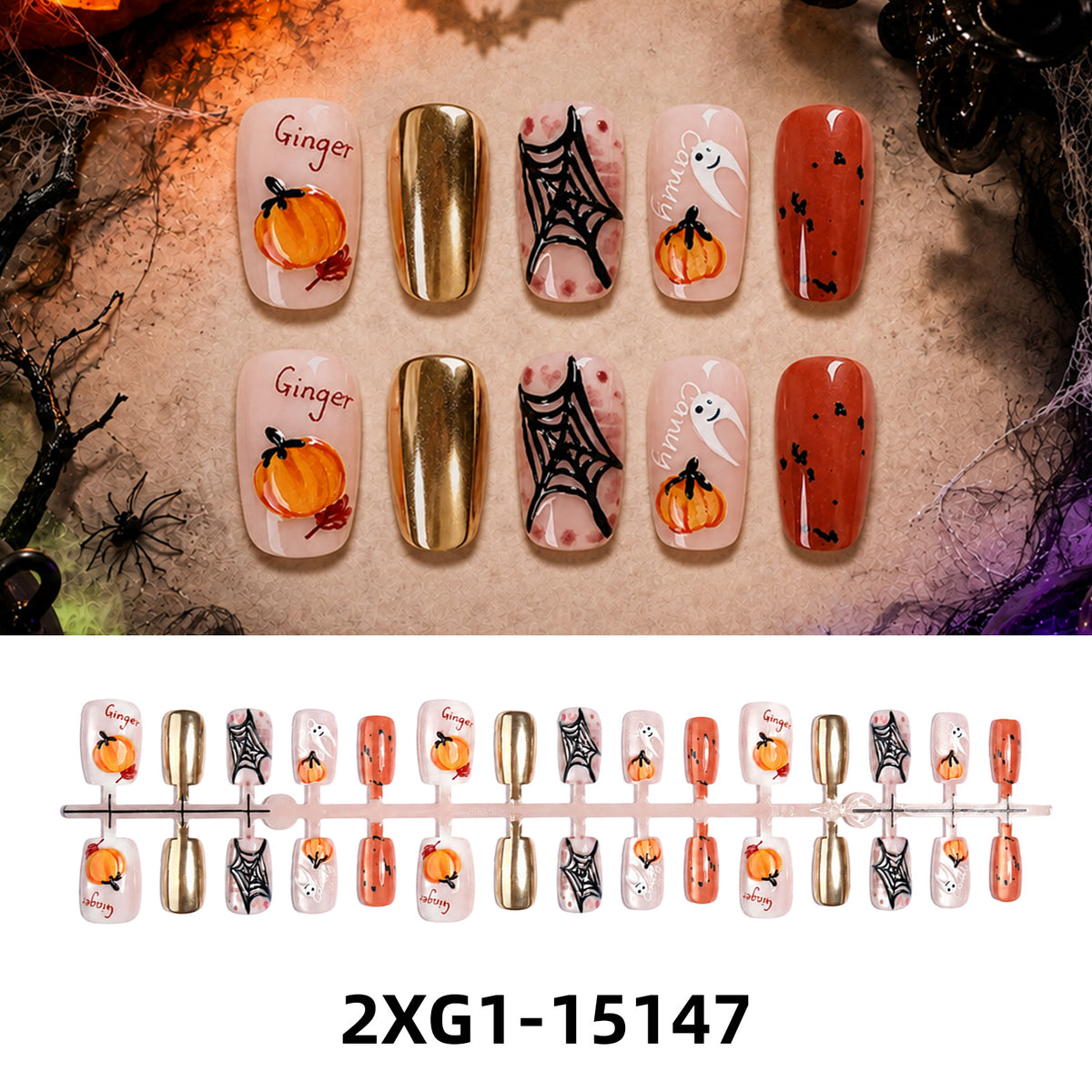 Kunstnagelset mit kreativen Halloween-Motiven Brehn