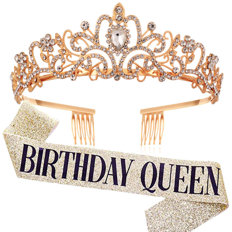 Damen Festliche Tiara mit schimmernden Strasssteinen Brehn