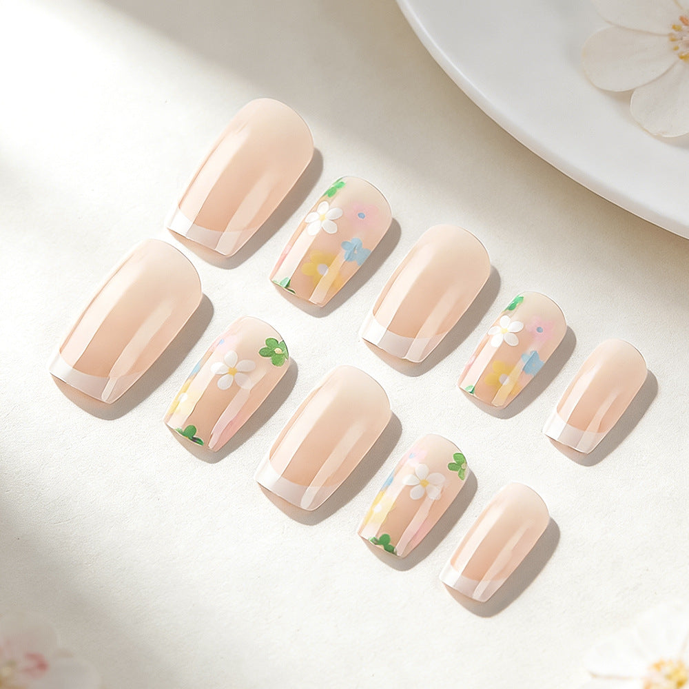 Floral French Tip Press-On Nail Set Brehn