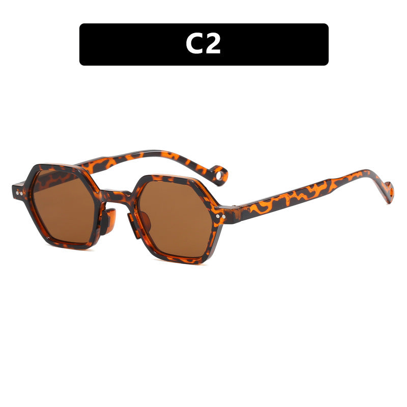 Damen hexagonale Sonnenbrille mit transparentem Rahmen Brehn