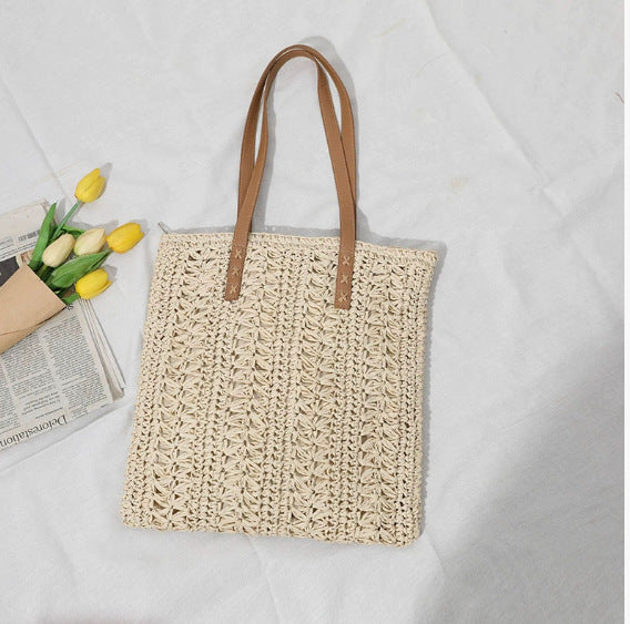 Damen Stylische Tragetasche aus geflochtenem Naturmaterial Brehn
