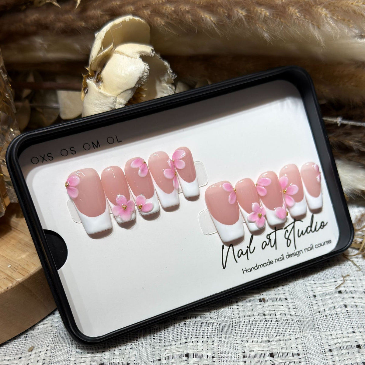 Florale verzierten Press-On Nagel-Set Brehn