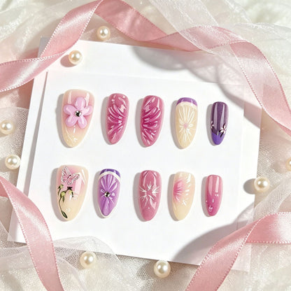 Künstlerisches Floral Press-On Nails Set