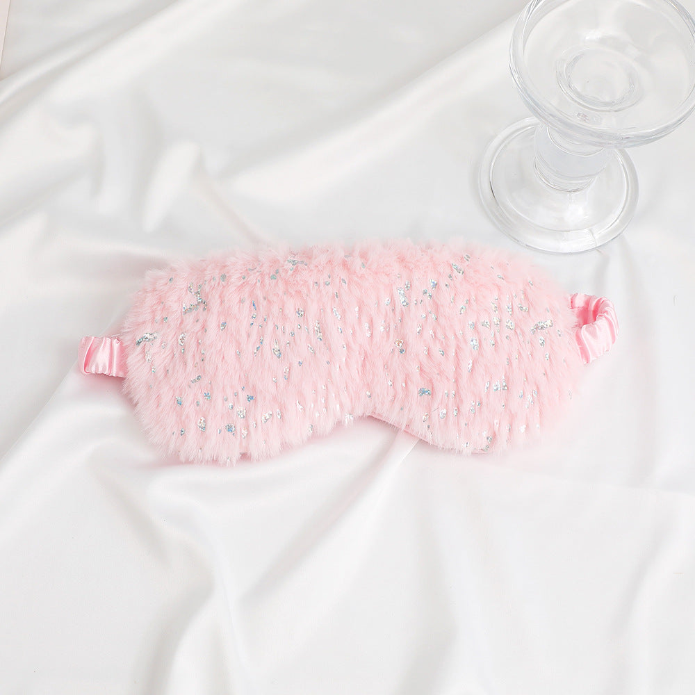 Unisex nan weiche Augenmaske aus Kunstfell mit weihnachtlichen Motivprägungen Brehn