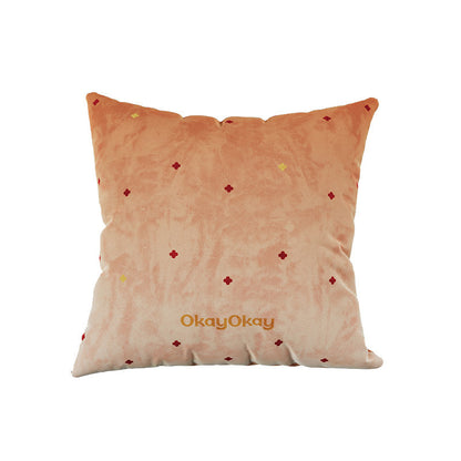 Square Ombre Plush Decorative Throw Pillow Cover with Multicolor Heart Motif and Concealed Zipper