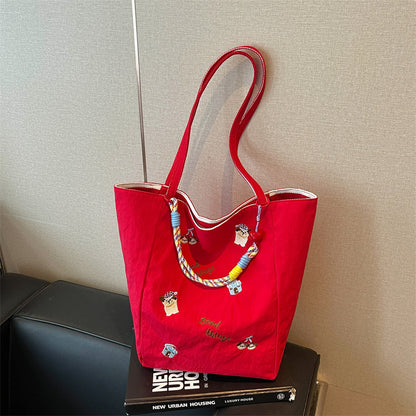 Bestickte Canvas-Einkaufstasche