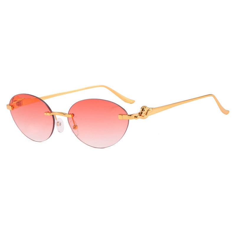 Damen runde Sonnenbrille mit elegantem, halbtransparentem Rahmen und modischen Details Brehn