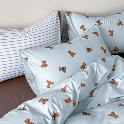 Florales Baumwoll-Satin Bettbezugset mit Kissenbezügen