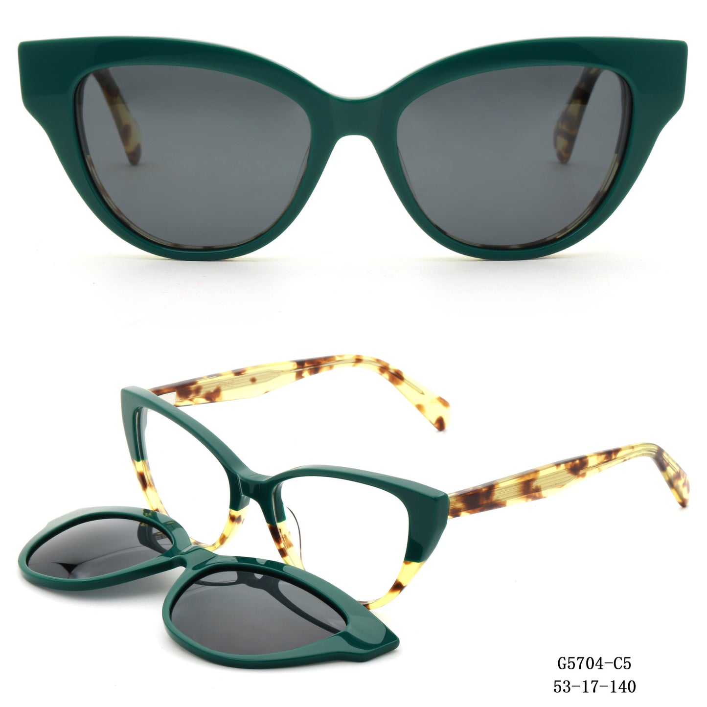 Damen Cat-Eye Sonnenbrille mit abnehmbaren Gläsern Brehn