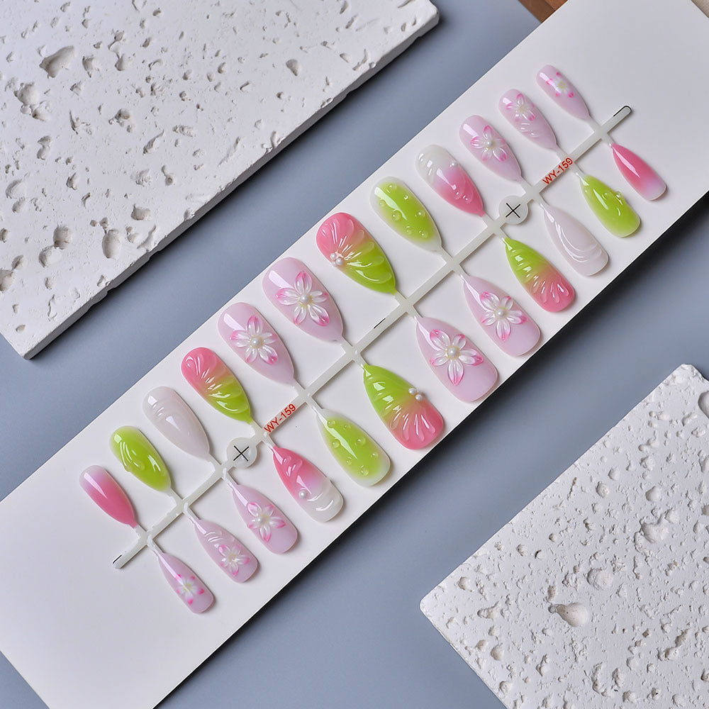 Dekorative Floral Artisan Press-On Nägel Brehn