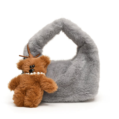 Plüsch-Fell Mini-Handtasche