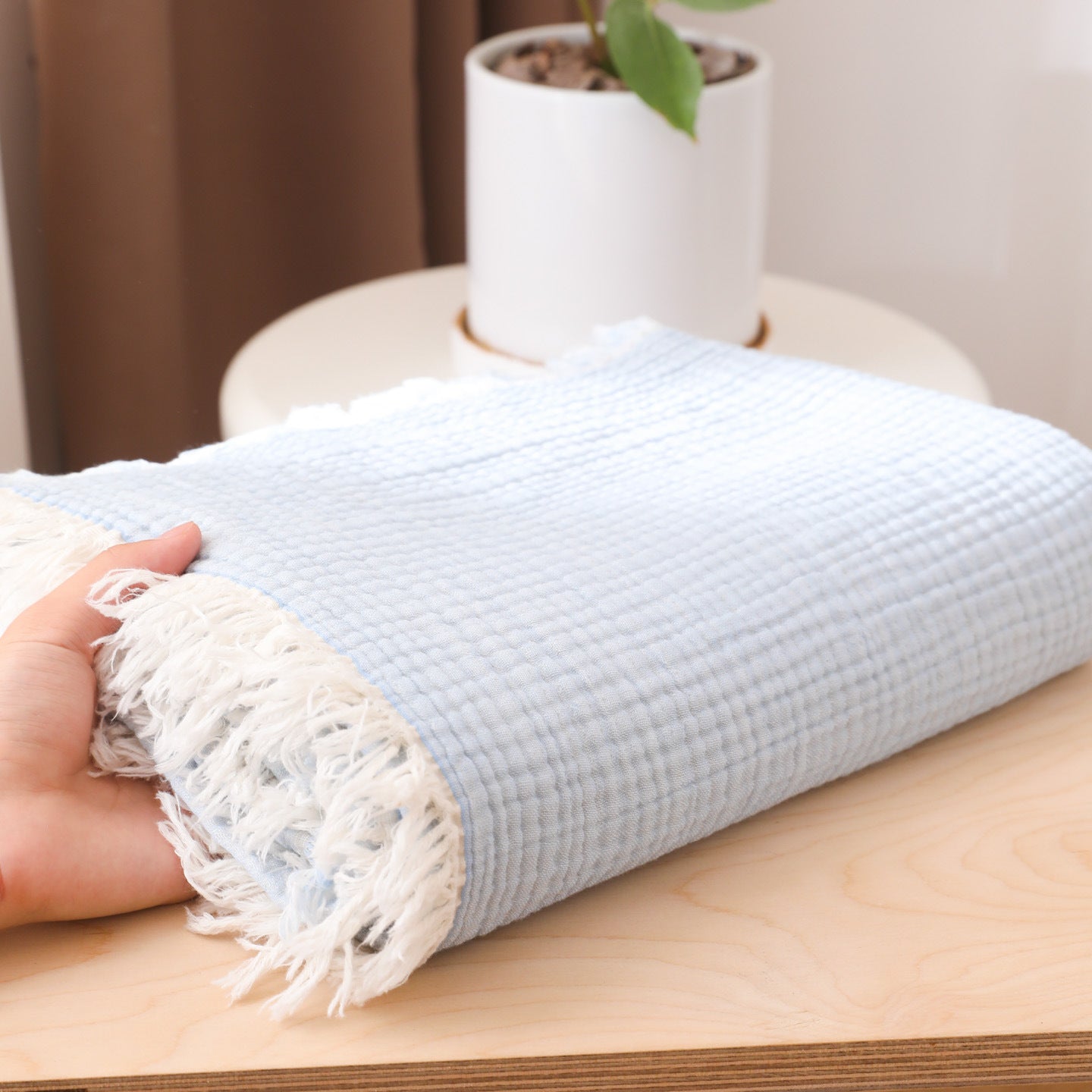 Damen moderne und stilvolle Waffelstruktur Plaid Decke Brehn