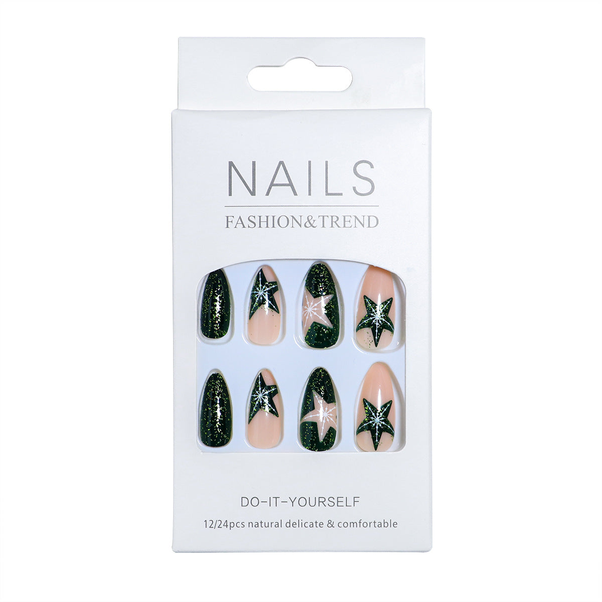 Künstlerisches Glitter Press-On Nagelset Brehn