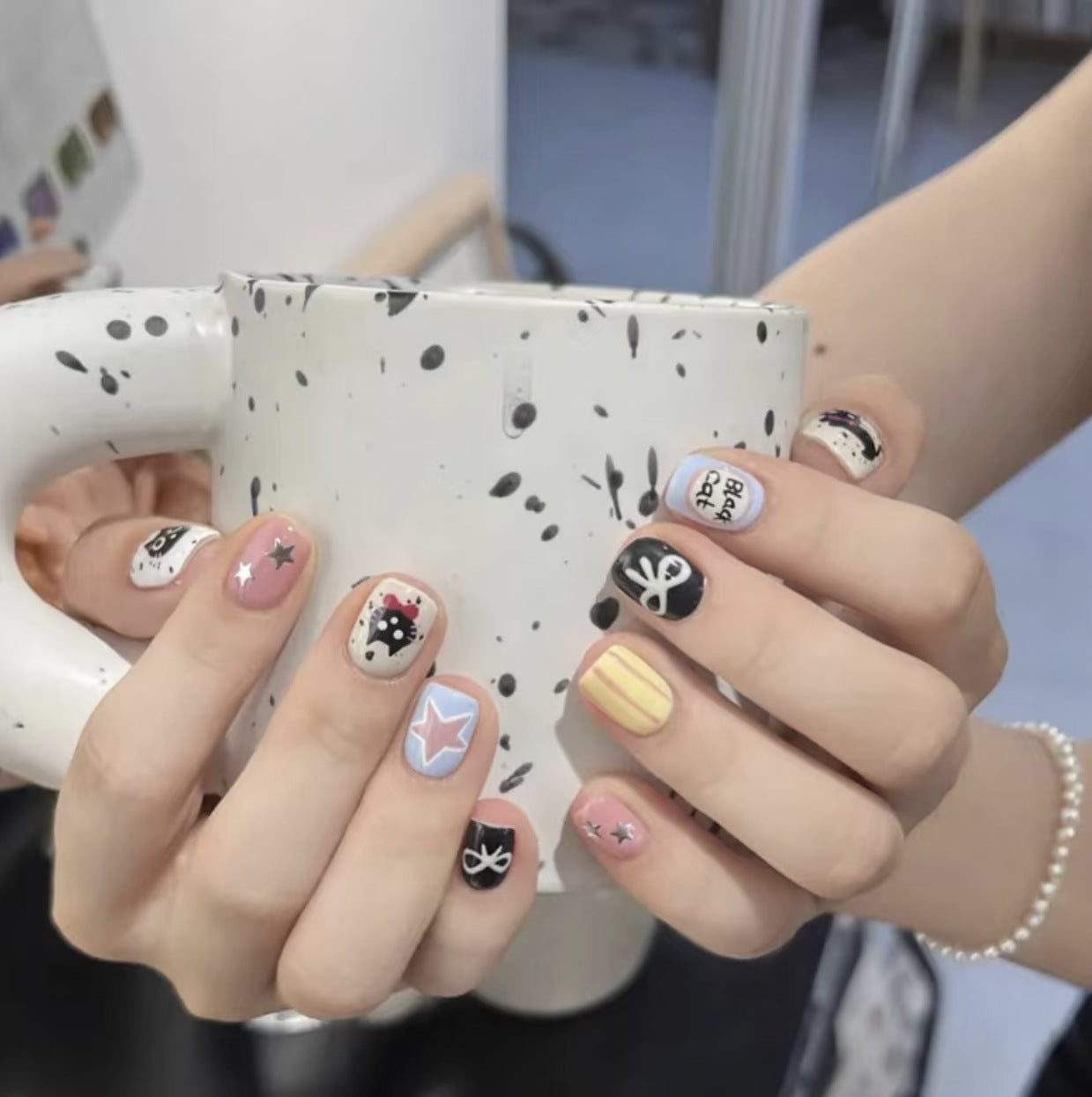 Verspieltes katzenmotiviertes Press-On-Nagelset Brehn