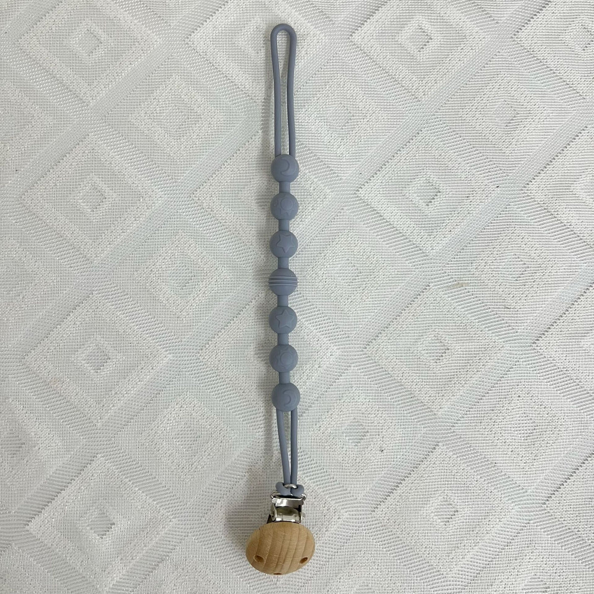 Silikonperlen Schnullerkette mit Holz-Sicherheitsclip