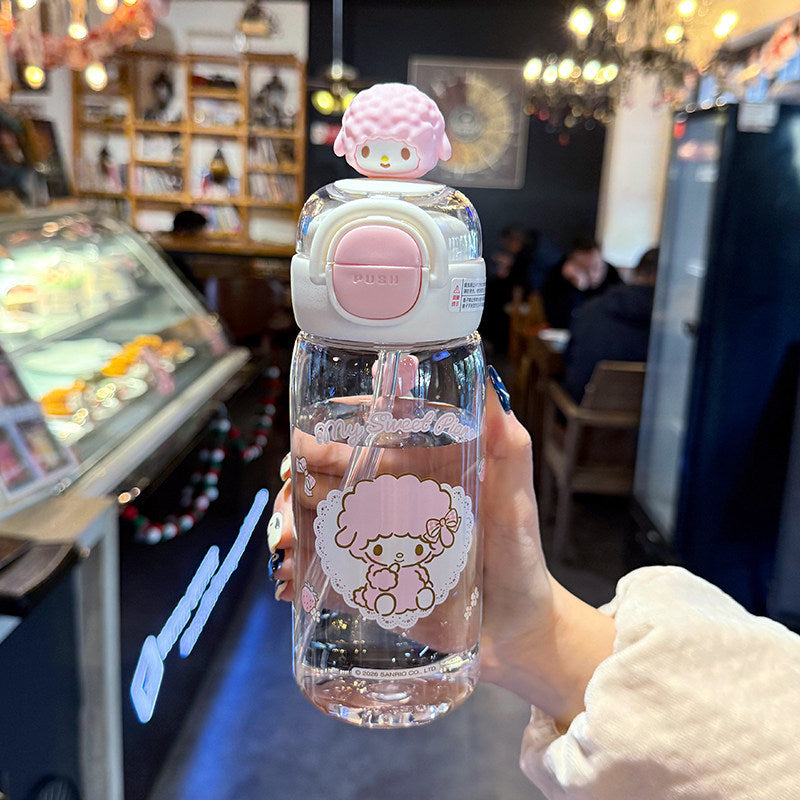 Damen Trinkflasche mit interaktivem Deckel und süßem Charakterdesign Brehn