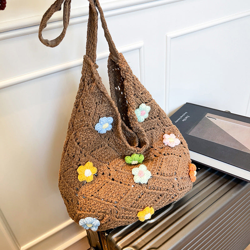 Florale verziertes Häkel-Schultertasche Brehn