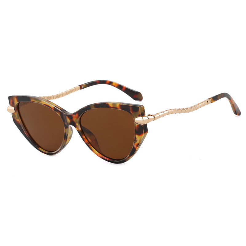 Damen Cat-Eye Sonnenbrille mit elegantem Metallrahmen und modischen Akzenten Brehn