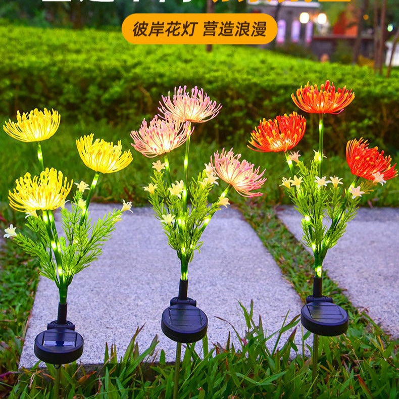 Realistische Solar LED Gartenblume Stake Mit Chrysanthemenblüte Und Flexibel Wasserdichtem Stiel Brehn