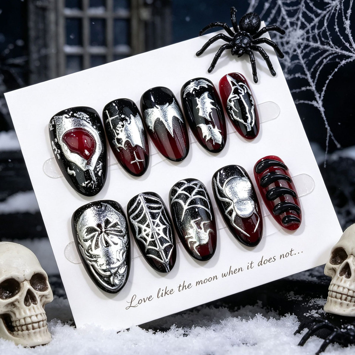 Gothic Halloween-Themen Press-On Nagelkunst Set Brehn