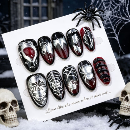 Gothic Halloween-Themen Press-On Nagelkunst Set Brehn