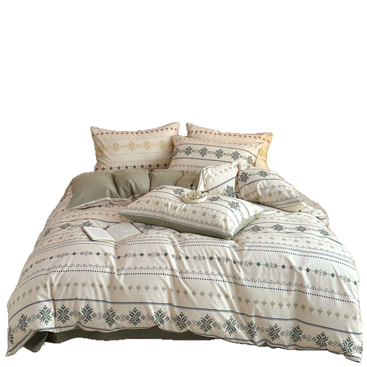 Bedwäsche-Set aus bedruckter Baumwolle mit folkloristisch inspiriertem Jacquard-Muster