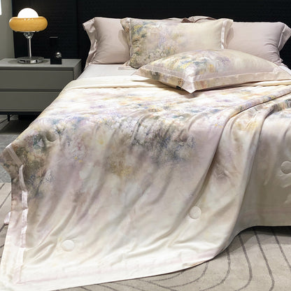 Luxuriöses Satin-Bettwäsche-Set mit Aquarell-Blumenmuster