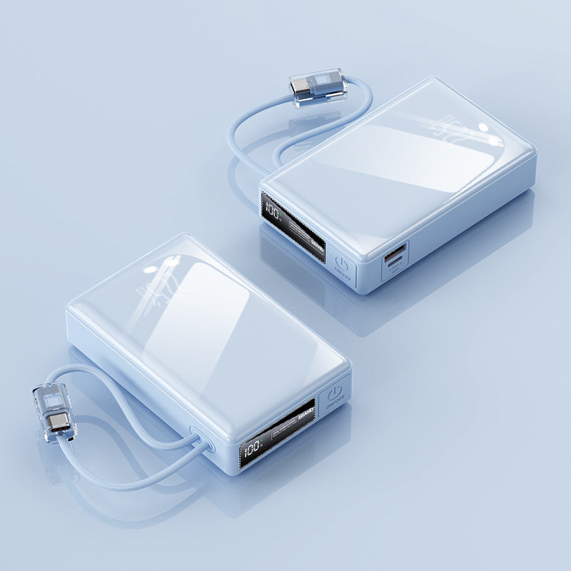 kompakte Powerbank mit integriertem Kabel und digitaler Ladeanzeige Brehn