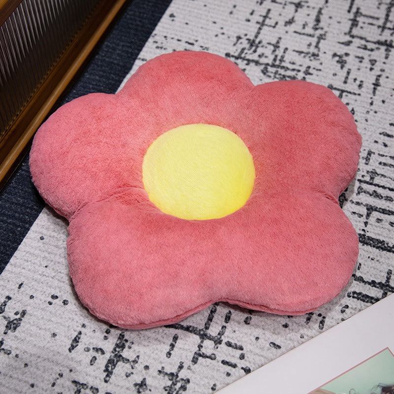 Gepolstertes Sitzkissen in Blumenform mit Kunstleder‑Mittelstück und flauschiger Randpolsterung