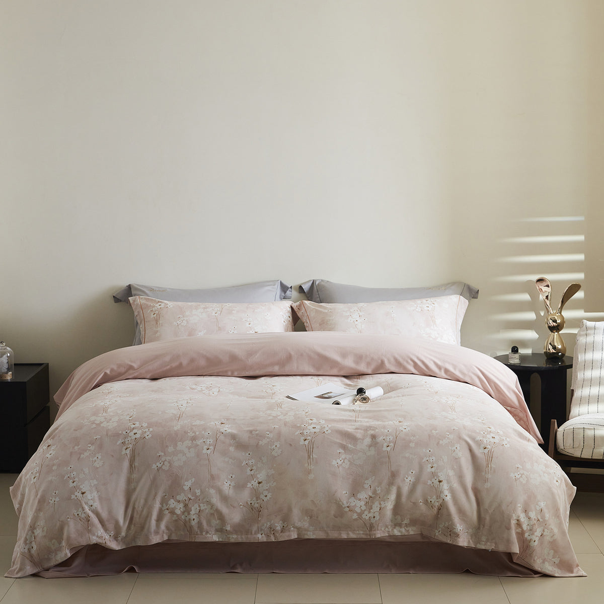 Ombre gestreiftes Baumwollsatin Bettbezug-Set